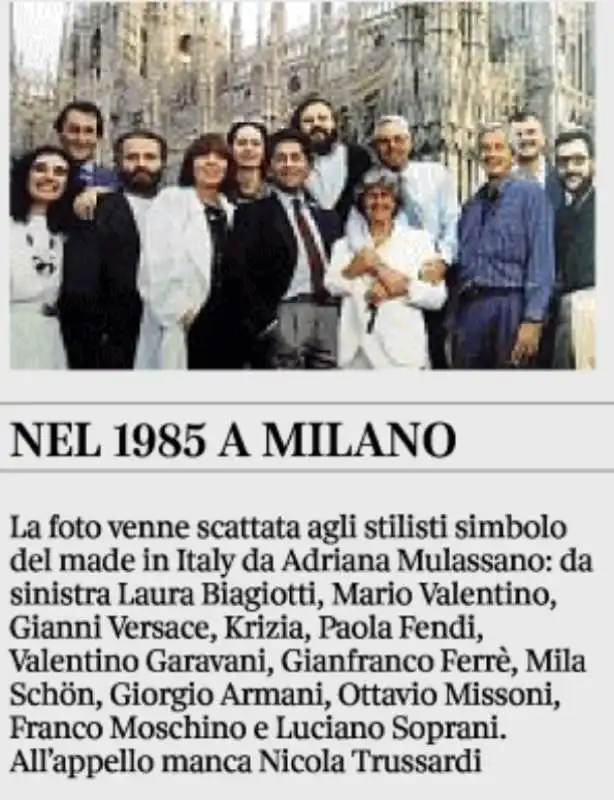 1985 - LA FOTO DEI PIU GRANDI STILISTI ITALIANI