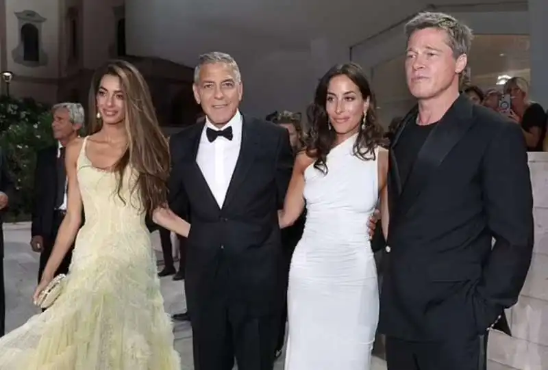 amal e george clooney, ines de ramon e brad pitt  sul red carpet della mostra del cinema di venezia  1