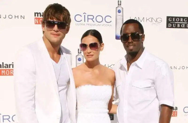 ashton kutcher demi moore puff daddy white party 