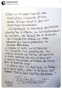 brigitte bardot lettera morte delon