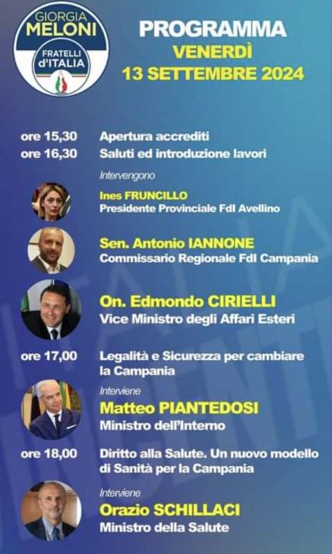 conferenza programmatica di fratelli ditalia in campania avellino