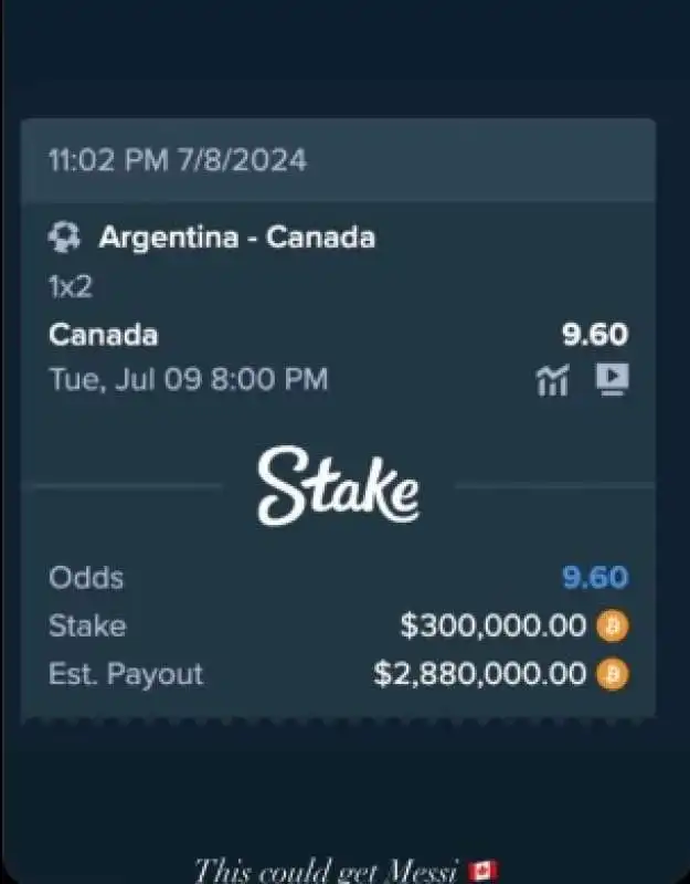 drake scommette sulla vittoria del canada contro l'argentina e perde 300mila dollari 