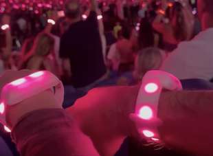 foto di maria rosaria boccia con il braccio di un uomo (sangiuliano?) al concerto dei coldplay