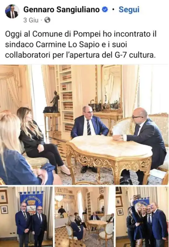 gennaro sangiuliano con maria rosaria boccia e il sindaco di pompei carmine lo sapio 