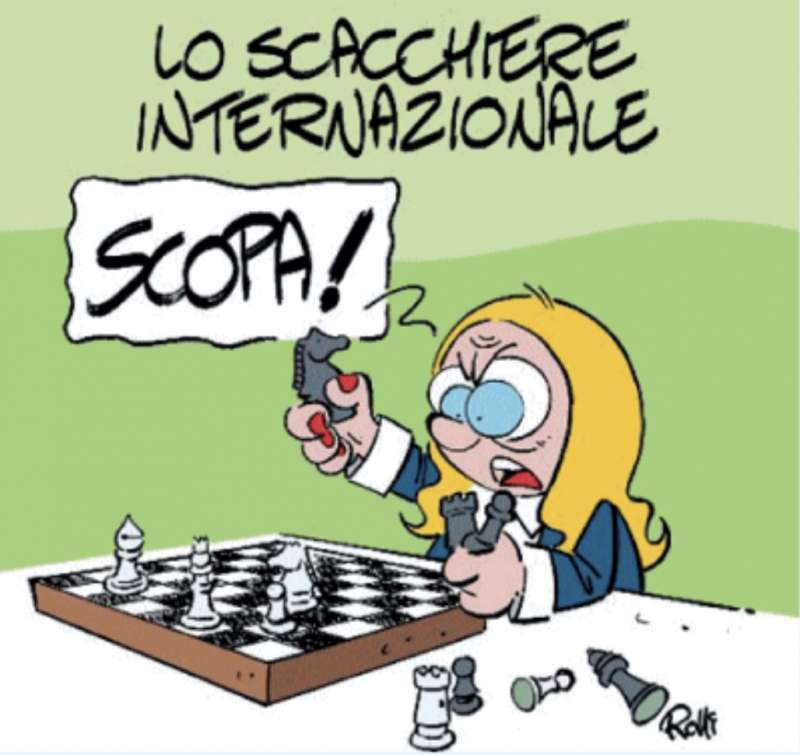 GIORGIA MELONI E LO SCACCHIERE INTERNAZIONALE - VIGNETTA BY ROLLI - IL GIORNALONE - LA STAMPA