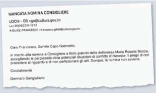 LA MAIL CON CUI GENNARO SANGIULIANO HA BLOCCATO LA NOMINA DI MARIA ROSARIA BOCCIA