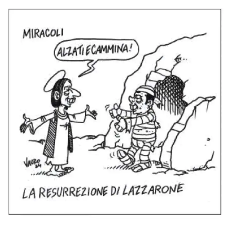 LA RESURREZIONE DI LAZZARONE - VIGNETTA DI VAURO SU ELLY SCHLEIN E MATTEO RENZI 