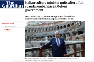 le dimissioni di gennaro sangiuliano su the guardian