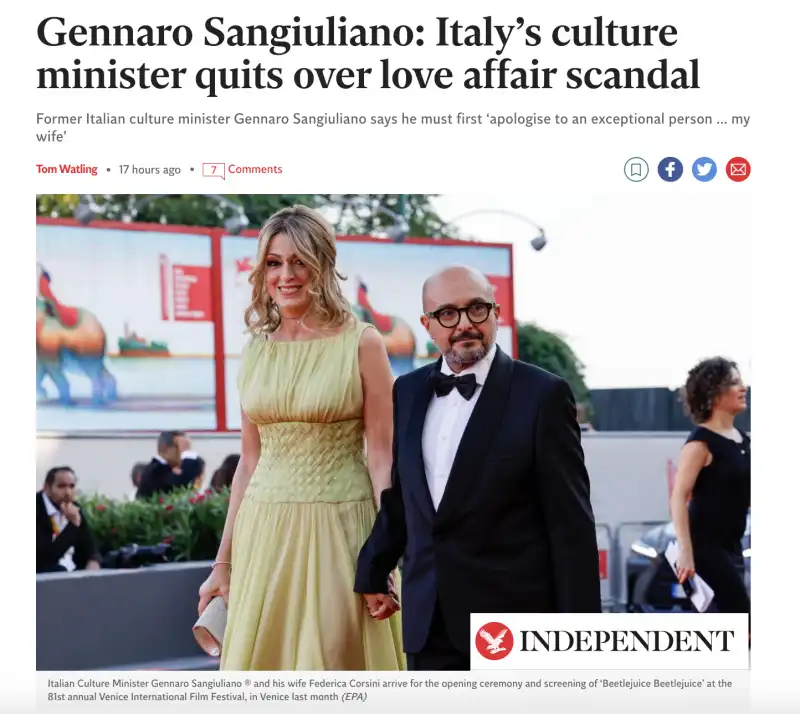 le dimissioni di sangiuliano su independent