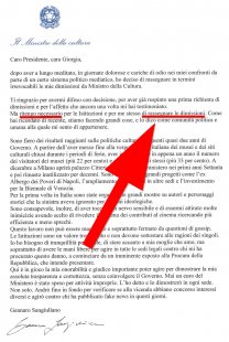 Lettera di dimissioni del ministro Sangiuliano