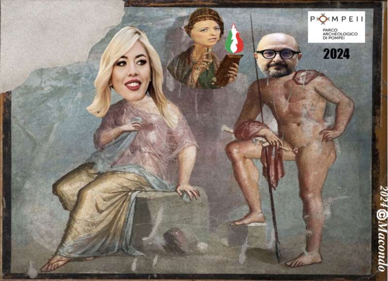 MARIA ROSARIA BOCCIA, GIORGIA MELONI E GENNARO SANGIULIANO - VIGNETTA BY MACONDO