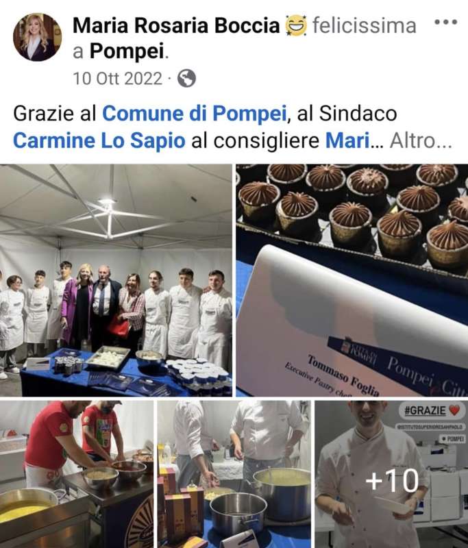 maria rosaria boccia ringrazia il sindaco di pompei su facebook