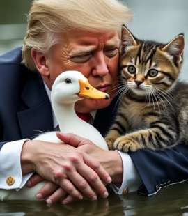 meme di donald trump con gatti e paperelle