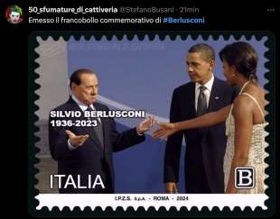 meme sul francobollo dediato a silvio berlusconi 1