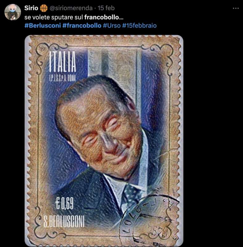 meme sul francobollo dediato a silvio berlusconi 3