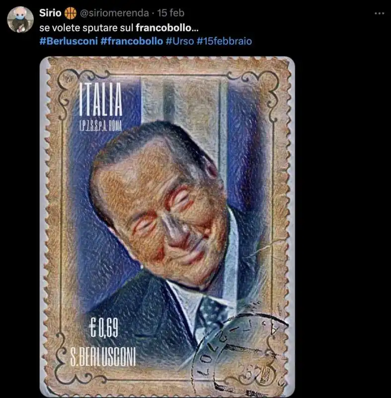 meme sul francobollo dediato a silvio berlusconi   3