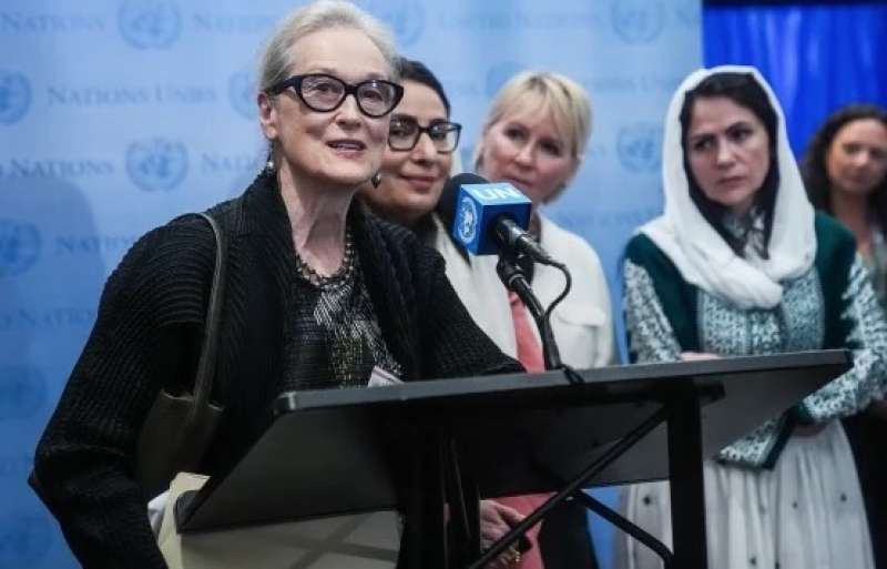 Meryl Streep a una conferenza stampa per un evento su L'inclusione delle donne nel futuro dell'Afghanistan - FOTO LAPRESSE