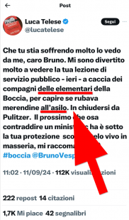 post di luca telese su x