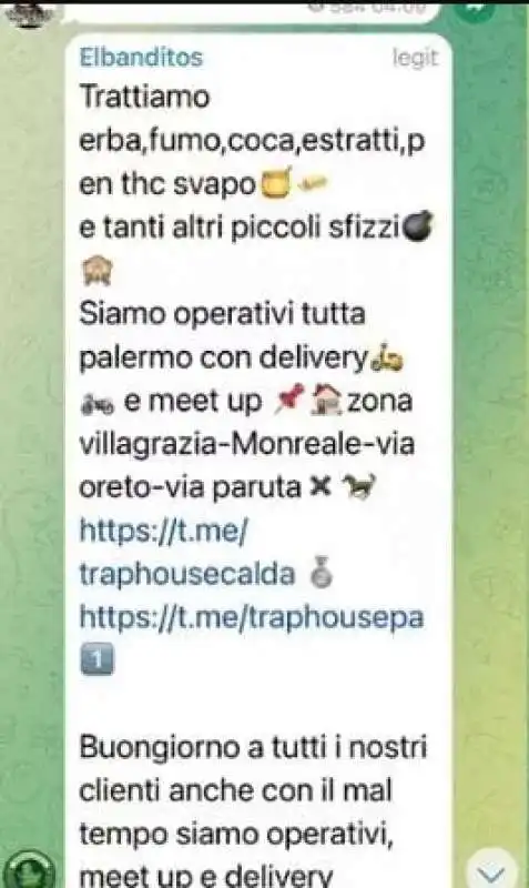 spacciatori su telegram a palermo 1