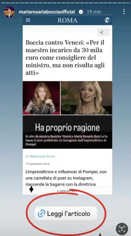 storia instagram di maria rosaria boccia su beatrice venezi  7