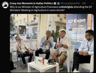 tweet su francesco lollobrigida in bermuda militari all evento sul g7 sull agricoltura 2