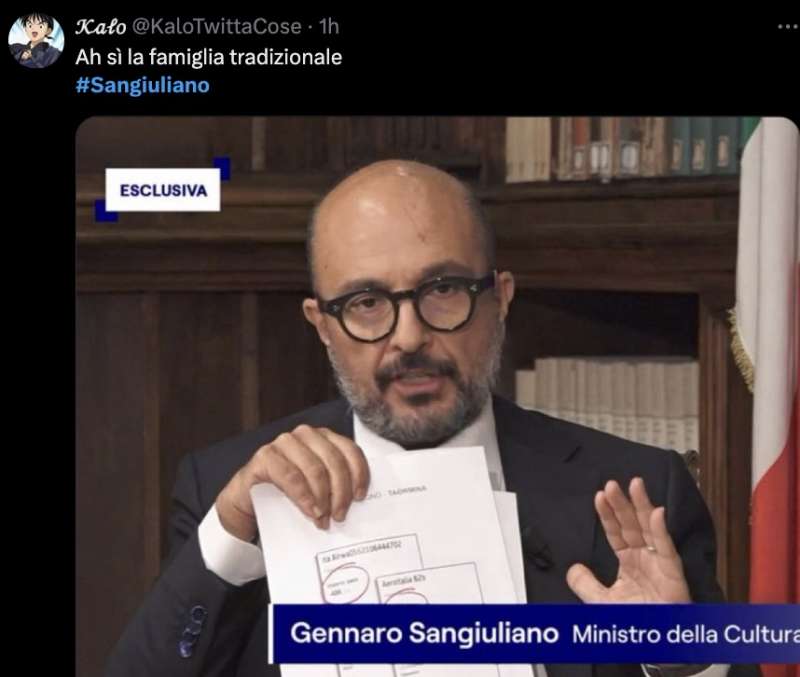 tweet sull intervista di gennaro sangiuliano al tg1 2