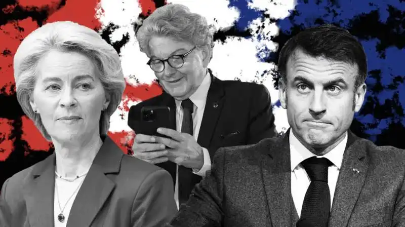 ursula von der leyen   thierry breton    emmanuel macron 