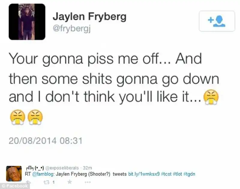 jaylen fryberg minacce su twitter