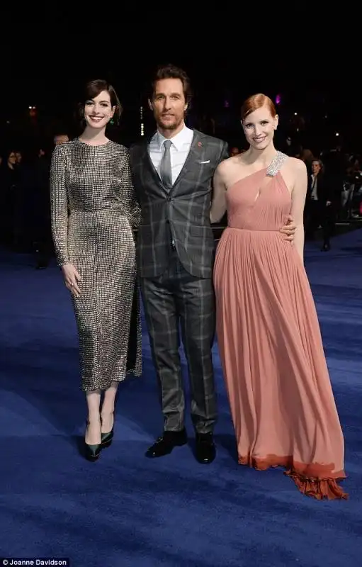 matthewâ€™s co stars anne hathaway and jessica chastain