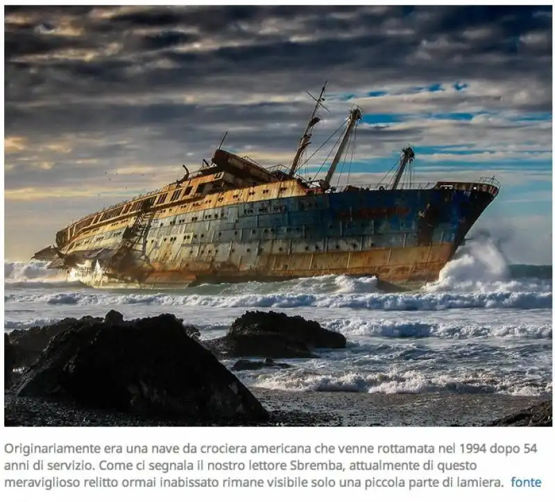 relitto della nave da crociera ss america – fuerteventura, isole canarie