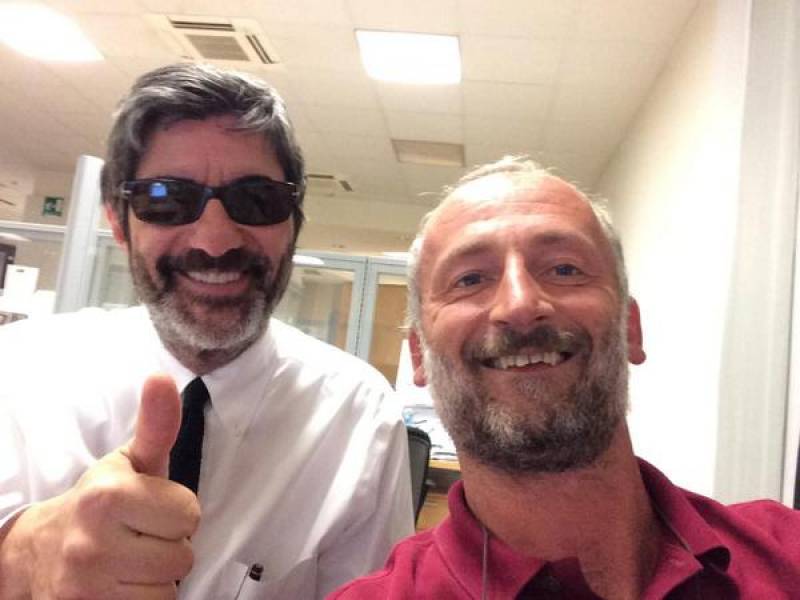 selfie riotta e bellasio che compie 40 anni