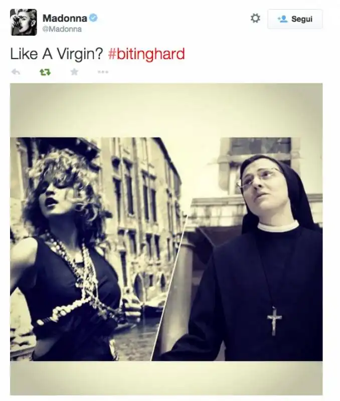 SUOR CRISTINA tweet di madonna