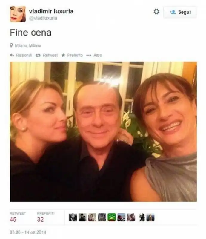 vladimir luxuria selfie berlusconi pascale twitter