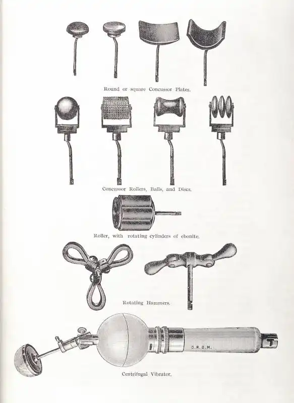 diversi strumenti per stimolare massaggi 1906