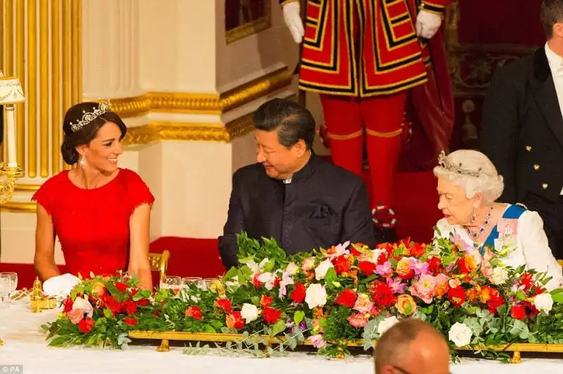 kate middleton con xi jinping e la regina elisabetta