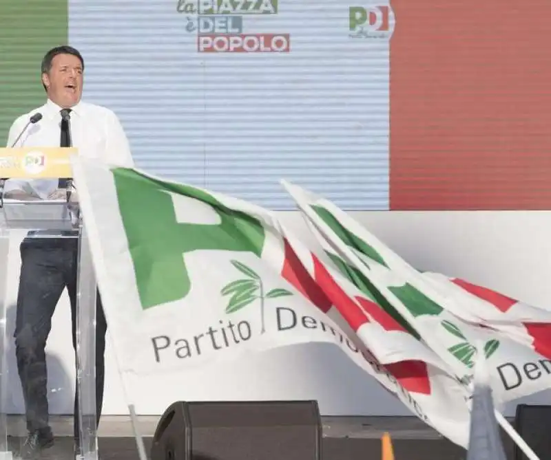 renzi a piazza del popolo manifestazione pd referendum