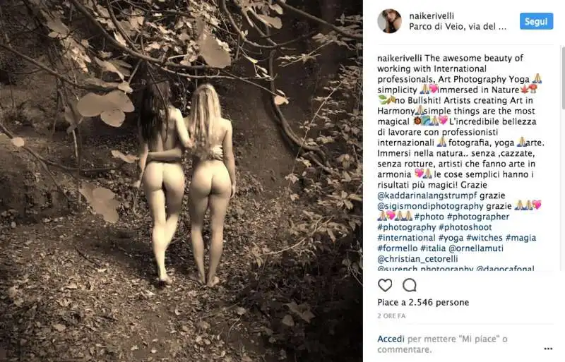 naike rivelli yoga nuda al parco di veio