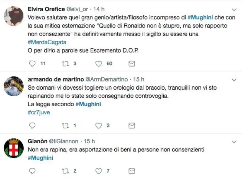 i tweet contro mughini per le parole su stupro e rapporto non consenziente  19