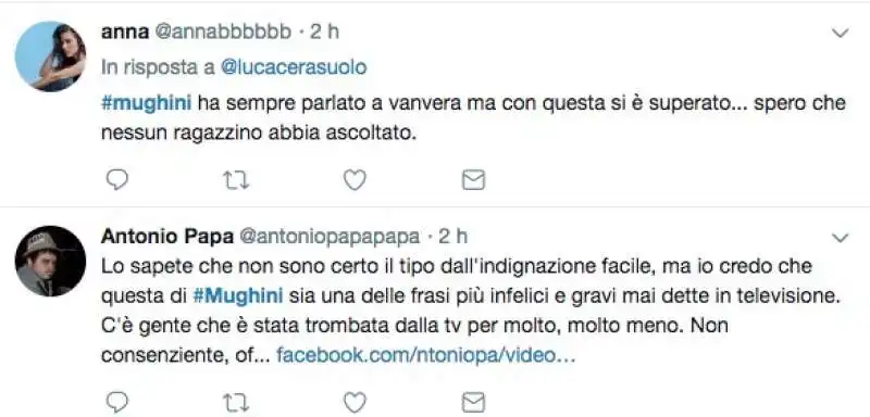 i tweet contro mughini per le parole su stupro e rapporto non consenziente  8