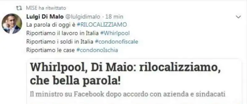 IL MISE RETWITTA LULGI DI MALO, IL FAKE DI DI MAIO