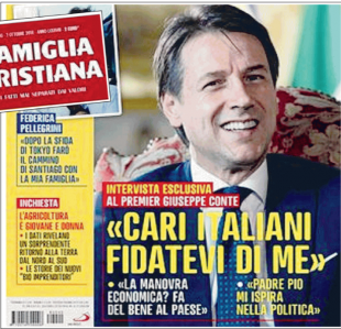 LA PRIMA PAGINA DI FAMIGLIA CRISTIANA SU GIUSEPPE CONTE