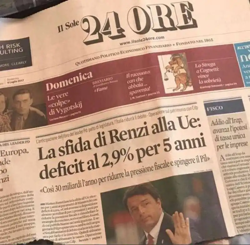 RENZI LUGLIO 2017 DEFICIT AL 2.9