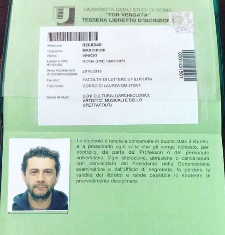 VINICIO MARCHIONI IL LIBRETTO UNIVERSITARIO