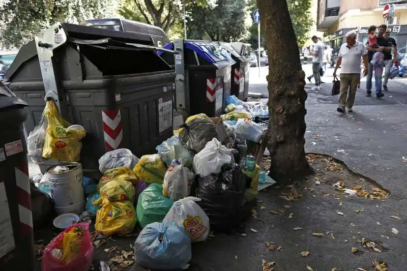 cassonetti ricolmi di rifiuti a roma 13