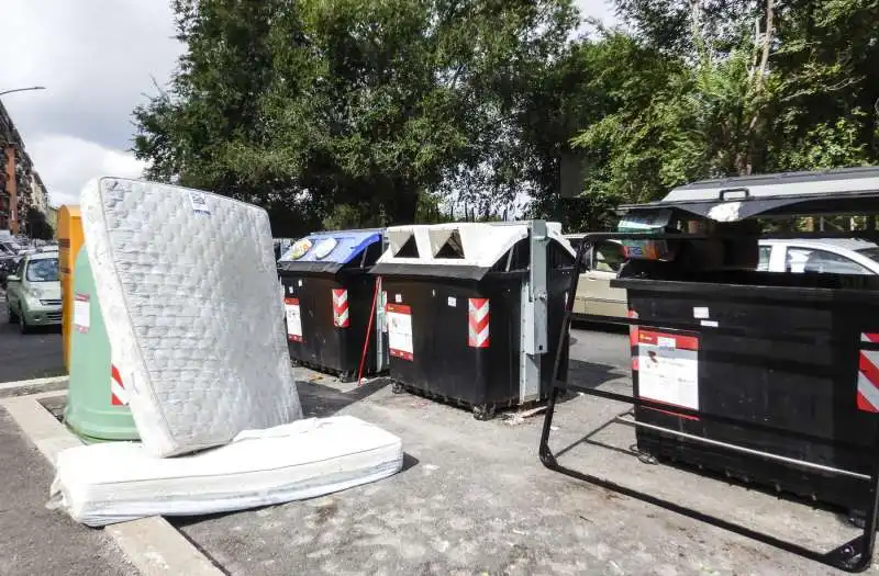 cassonetti ricolmi di rifiuti a roma 30