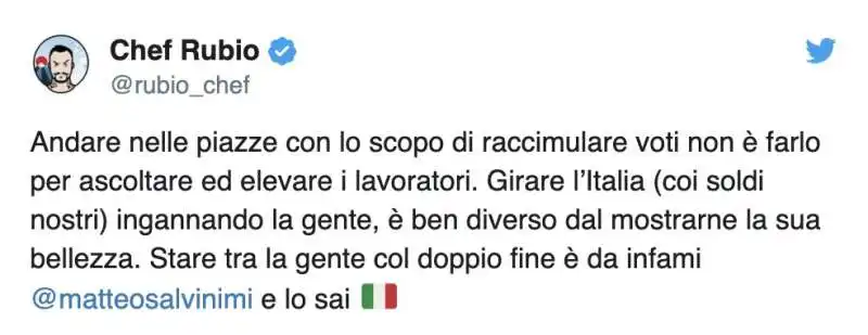 CHEF RUBIO CONTRO MATTEO SALVINI