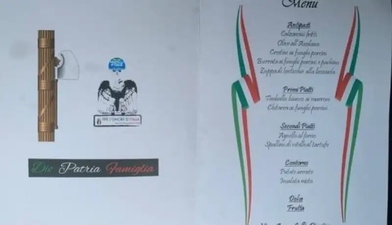 menù cena per celebrare marcia su roma fratelli d'italia