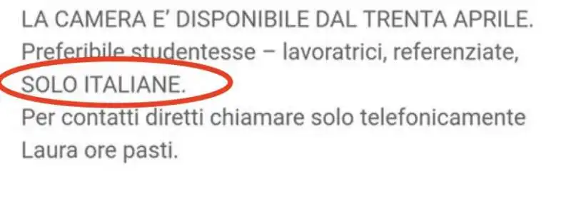 milano, annuncio per un affitto a sole ragazze italiane 1