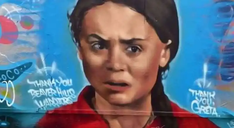 murales di greta thunberg imbrattato in canada