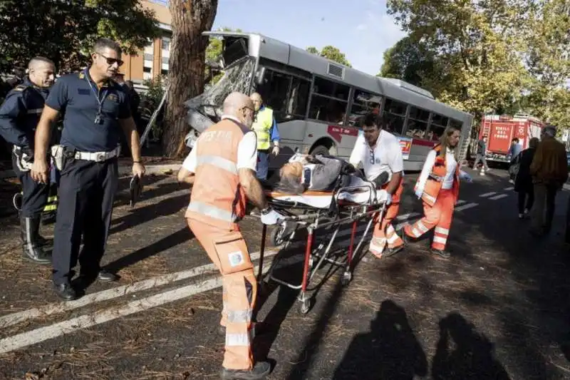 roma, autobus atac si schianta contro un albero 1